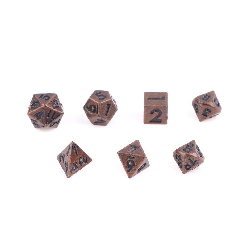 7Pcs/Set Metal Mini Archaized Board Game Dice Set Polyhedral Table Game Dice Role-Playing Dice For Role Playing Games