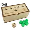 Penny Game with Pine Wood Box Dice Green Coin 2-6 Players Competitive Kids Adults Family Strategy Toss Board Game Birthday Christmas Gift
