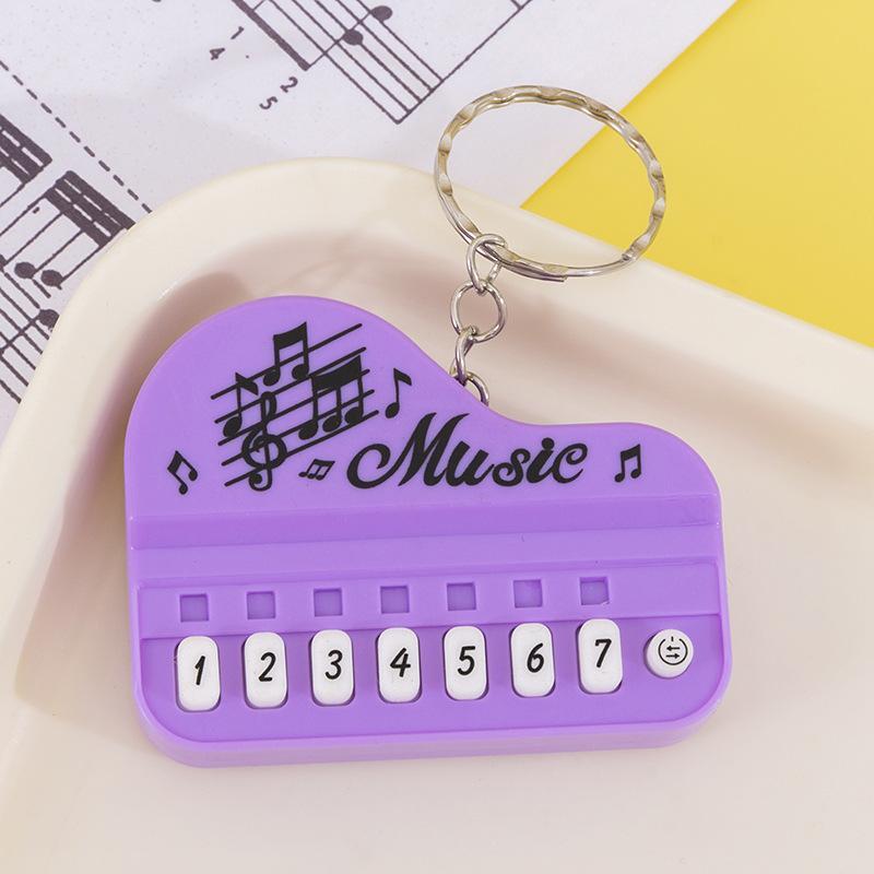 Mini Functional Piano Keychain Playable Buttons Soft Touch Cute Cartoon Music Pattern Creative Gift for Students
