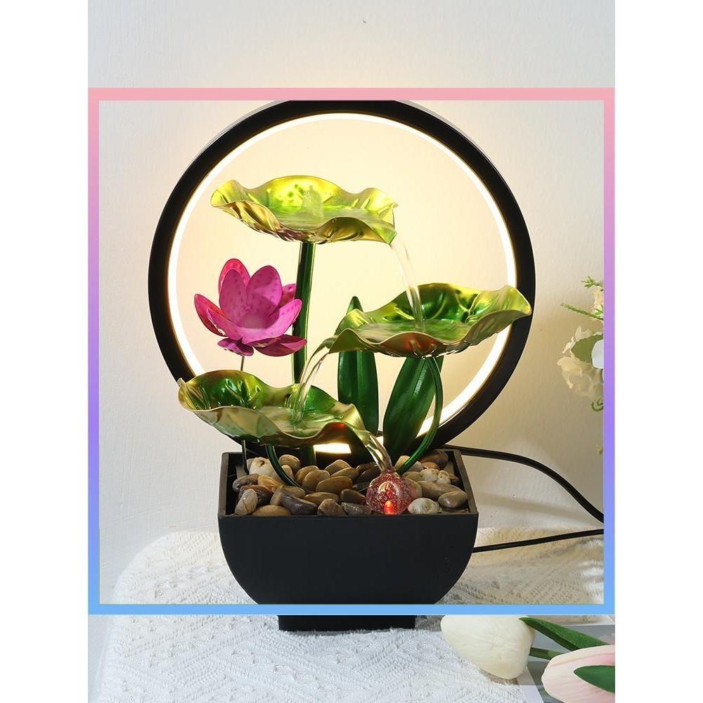 Fontanna Stołowa 3-Poziomowa Liść Lotosu Małe Fontanny Wodospadowe Dekoracyjne Wewnętrzne Medytacja Relaks Fontanna Wodna