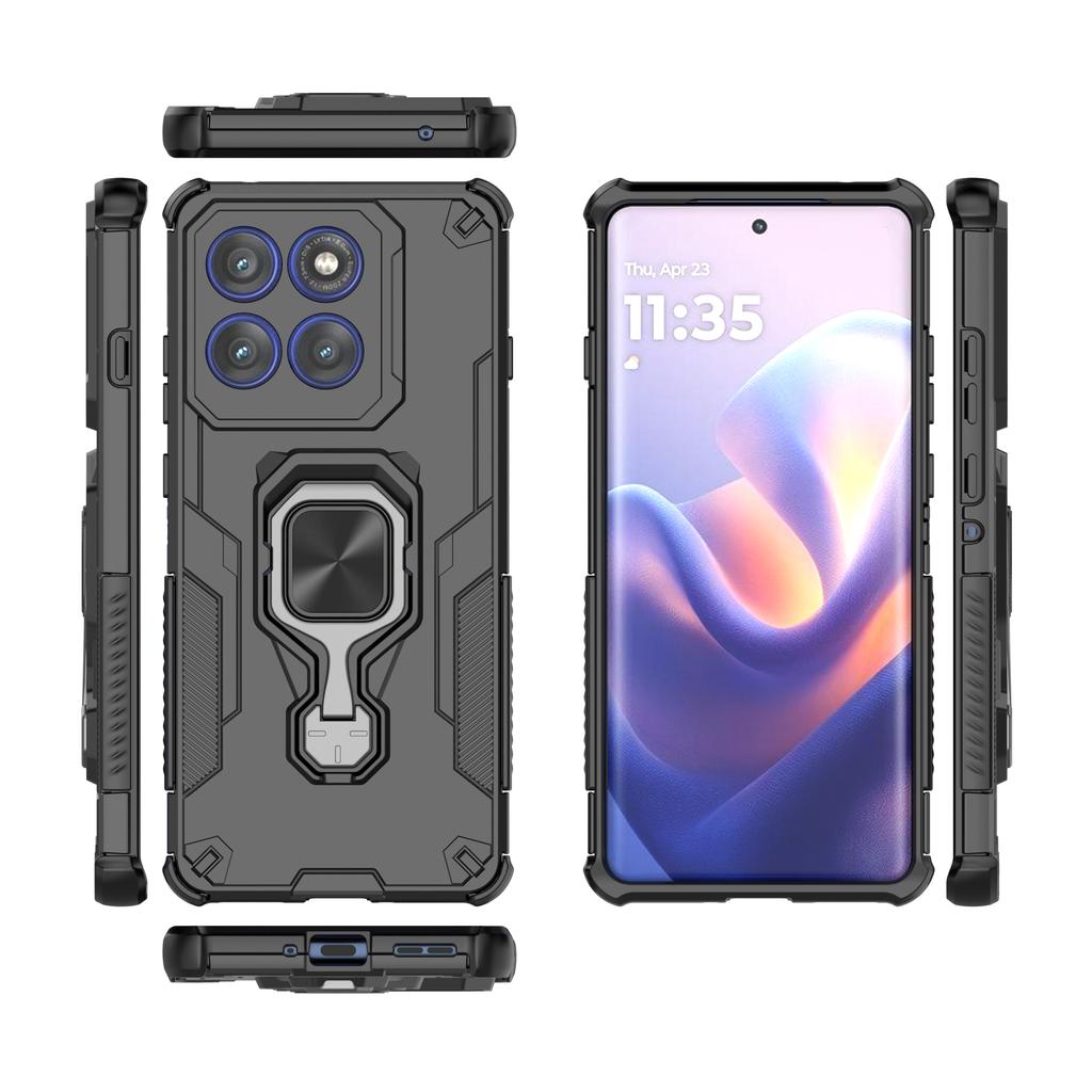 For Motorola Edge 60 Pro 5G Case Rotatable Ring Kickstand PC+TPU Shockproof Phone Cover