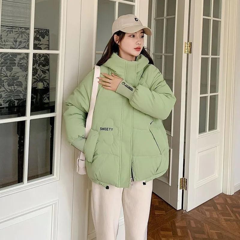 Autumn Winter Women Puffer Warm Parkas 2025 New Long Sleeve Female Casual Down Cotton Padded Jacket Short Hooded Outwear