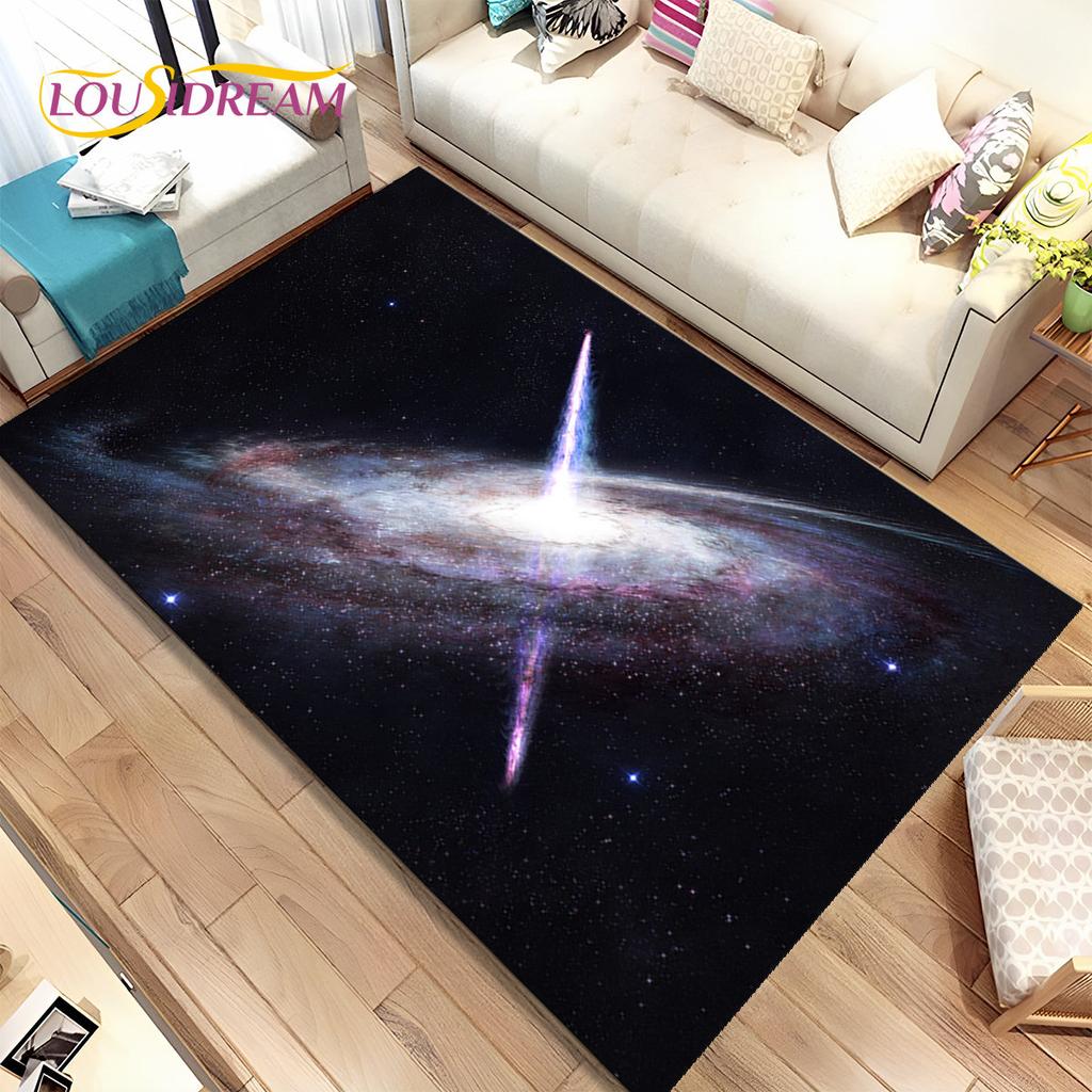 Galaxy Universe Space Stars Area Rug,Carpet Rug for Home Living Room Bedroom Sofa Doormat Decor,Kids Play Non-slip Floor Mat HD