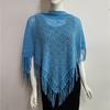 Women's Hollowed Knitted Triangular Scarf Imitation Cashmeres Soft Winter Shawl Wrap Neckerchief Blanket with Fringes