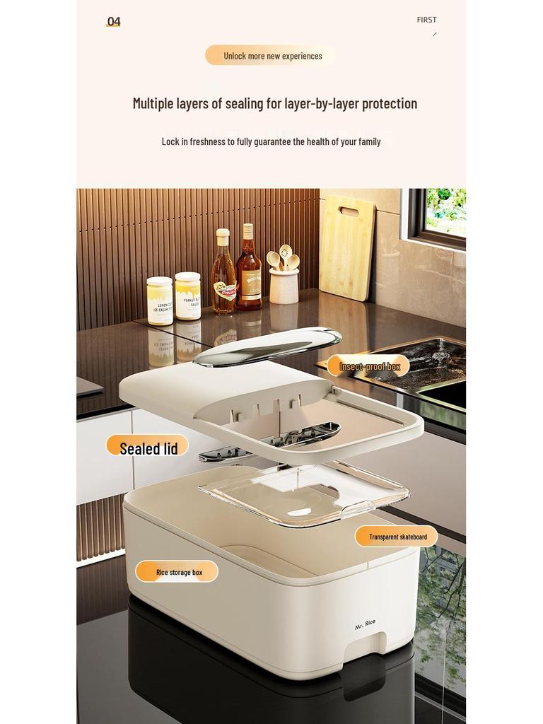 Large Capacity Food-Grade Rice Container with Push-Pull Lid - Insect & Moisture Proof
