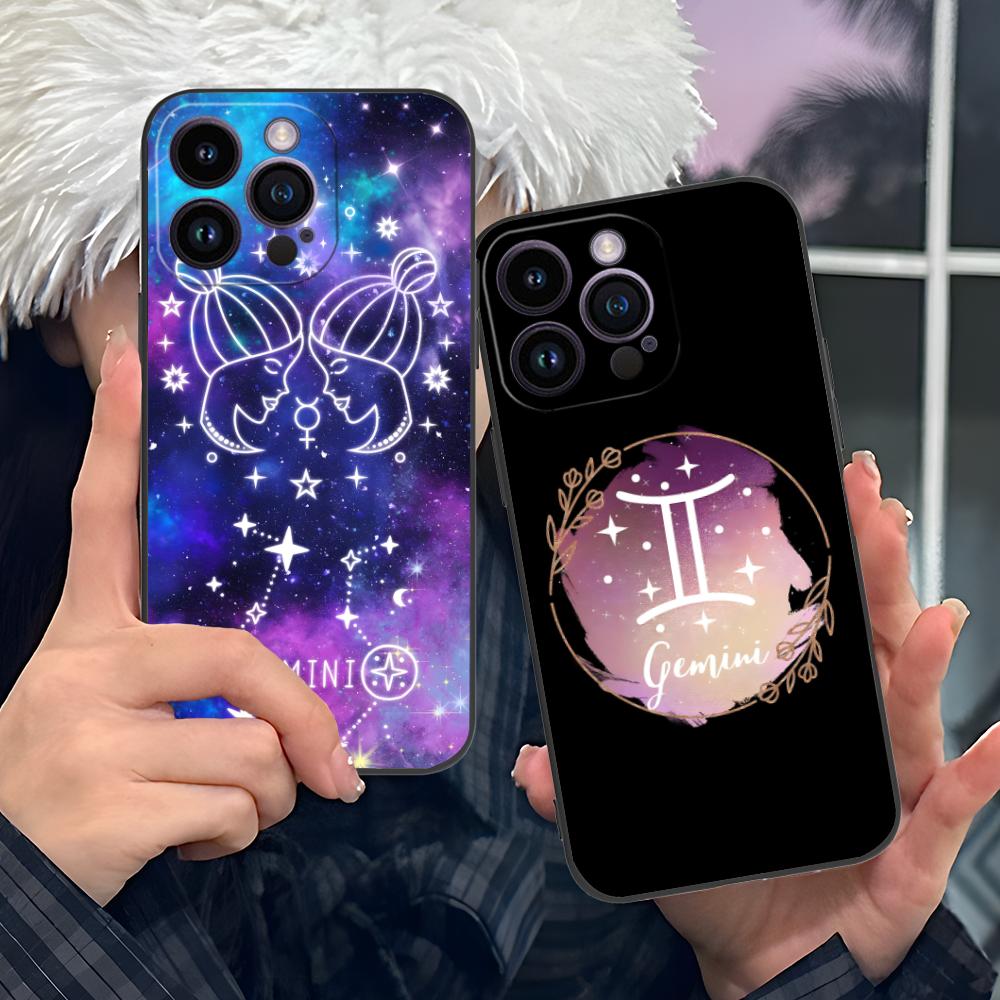 Zodiac Sign Gemini Mobile Phone Case for iPhone 17 16 15 14 13 12 11 X XR XS 8 7 Air Pro Max Plus Mini Colorful Cover Luxury