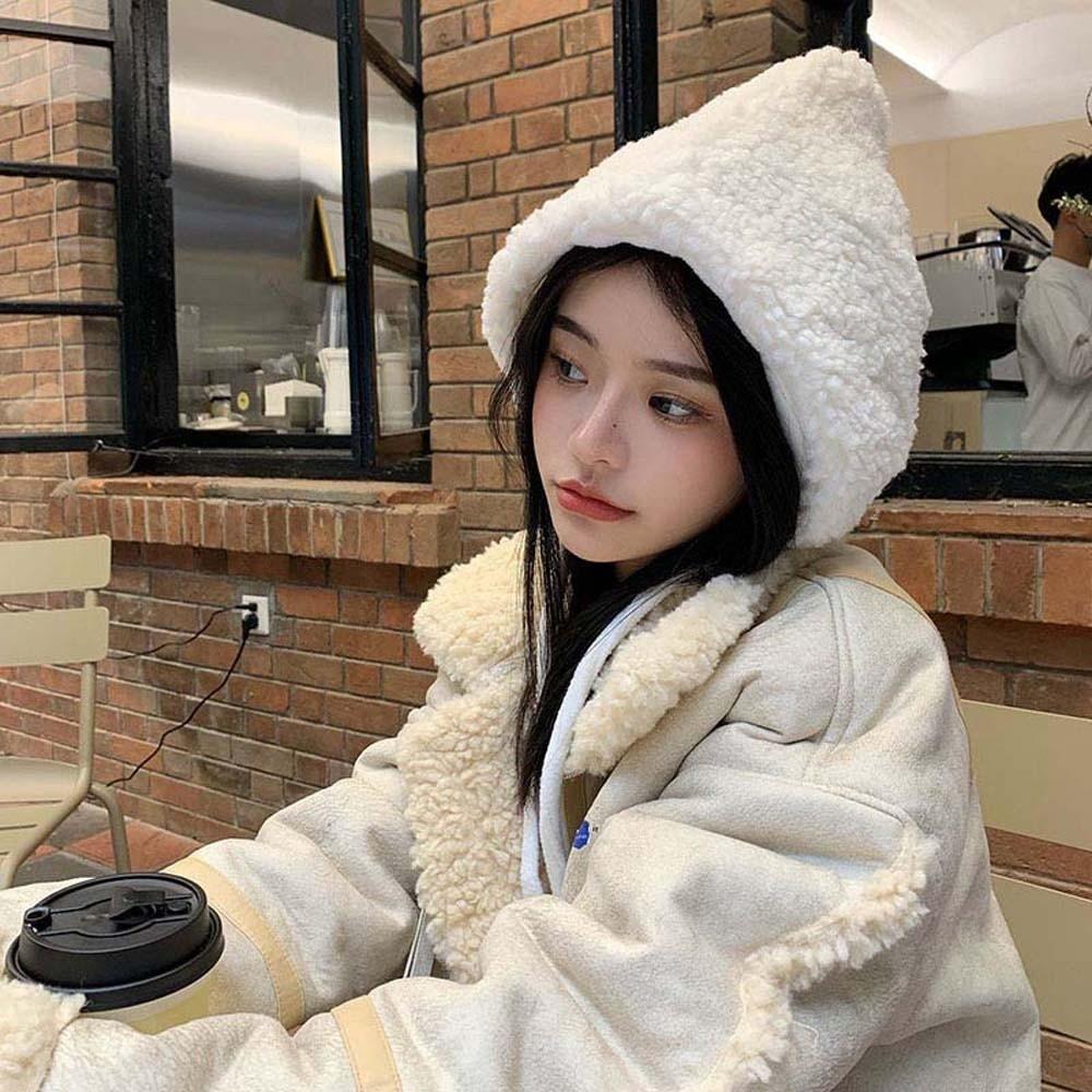 Beanie Lambs Wool Hat Fluffy Winter Plush Hat Cute Ear Protection Hat  Winter