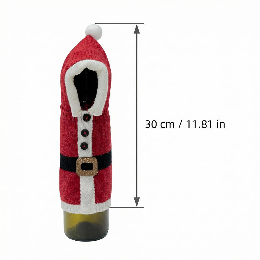 Christmas Knitted Wine Bottle Sweater - Festive Red Table Decoration & Ornament