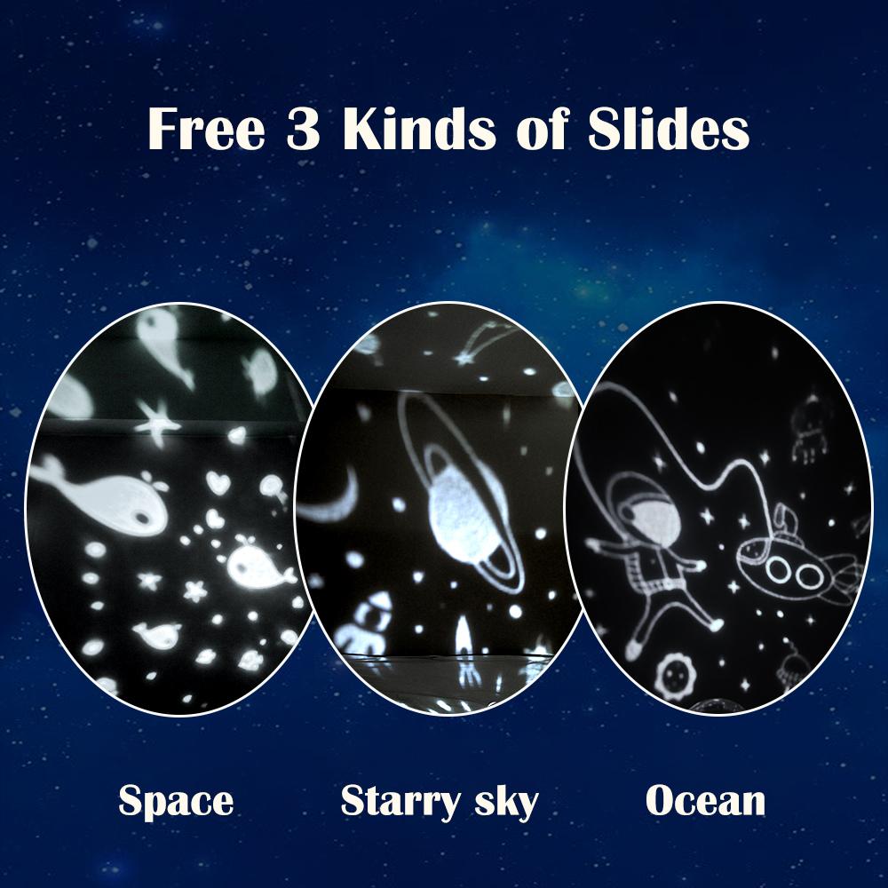 Astronaut Projection Light with Music Rechargeable 3 Color LED Nightlight 3 Patterns Ambience Lamp Holiday Gift for