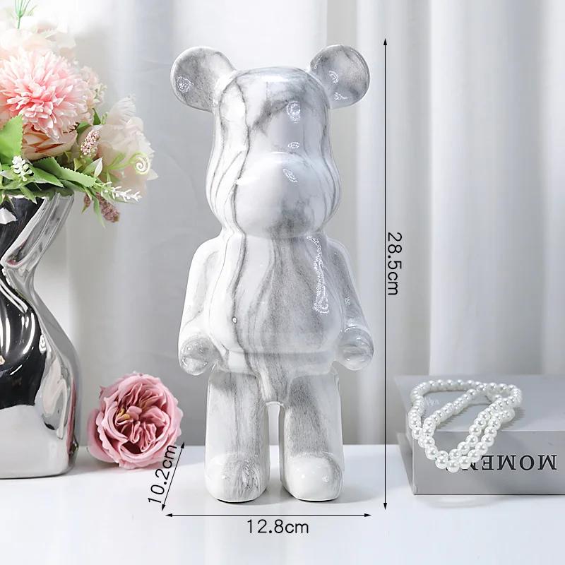 

26cm Aesthetic Bear Figure Creaive Resin Marbling Violent Bear Statue Sculpture Decor Luxury Livingroom Decoration Home Ornament 28cm