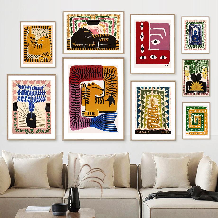 Ancient Egypt Snake Pattern Tiger Eye Abstract Poster Nordic Poster Wall Art Print Canvas Painting Picture For Living Room Decor
