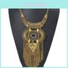 Ethnic Style Long Tassel Necklace With Rhinestone Embellishments For Women