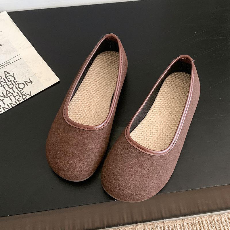 Vintage Mary Jane  shoes big head knitted soft sole breathable flat bottom versatile shallow mouth single shoes  Doudou shoes