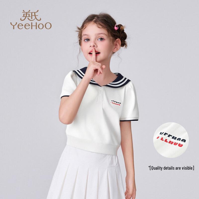 YEEHOO Girls  Quick-Dry Navy Collar T-Shirt 140