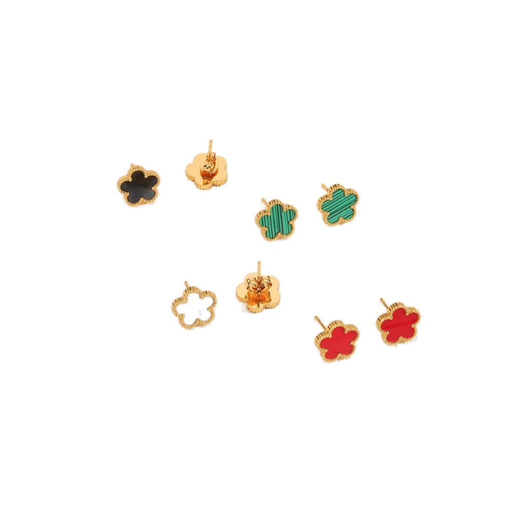 Korean Style 18K Gold-Plated Five-Petal Flower Earrings - Trendy, Light Luxury Stud Jewelry