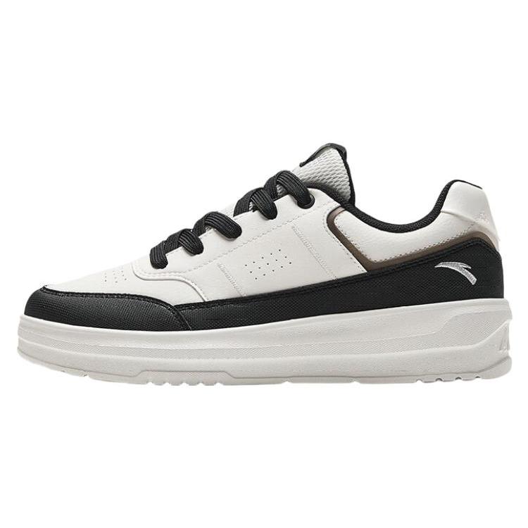 New Anta Anti Slip Wear Resistant Low Top Skateboard Shoes Women's Black White 922338065-2