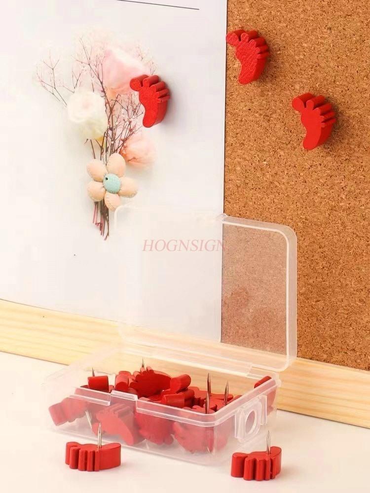 

35pcs Red feet, push pins, I-shaped nails, tourist map markers, DIY landmarks, photos, walls, small nails China Mainland