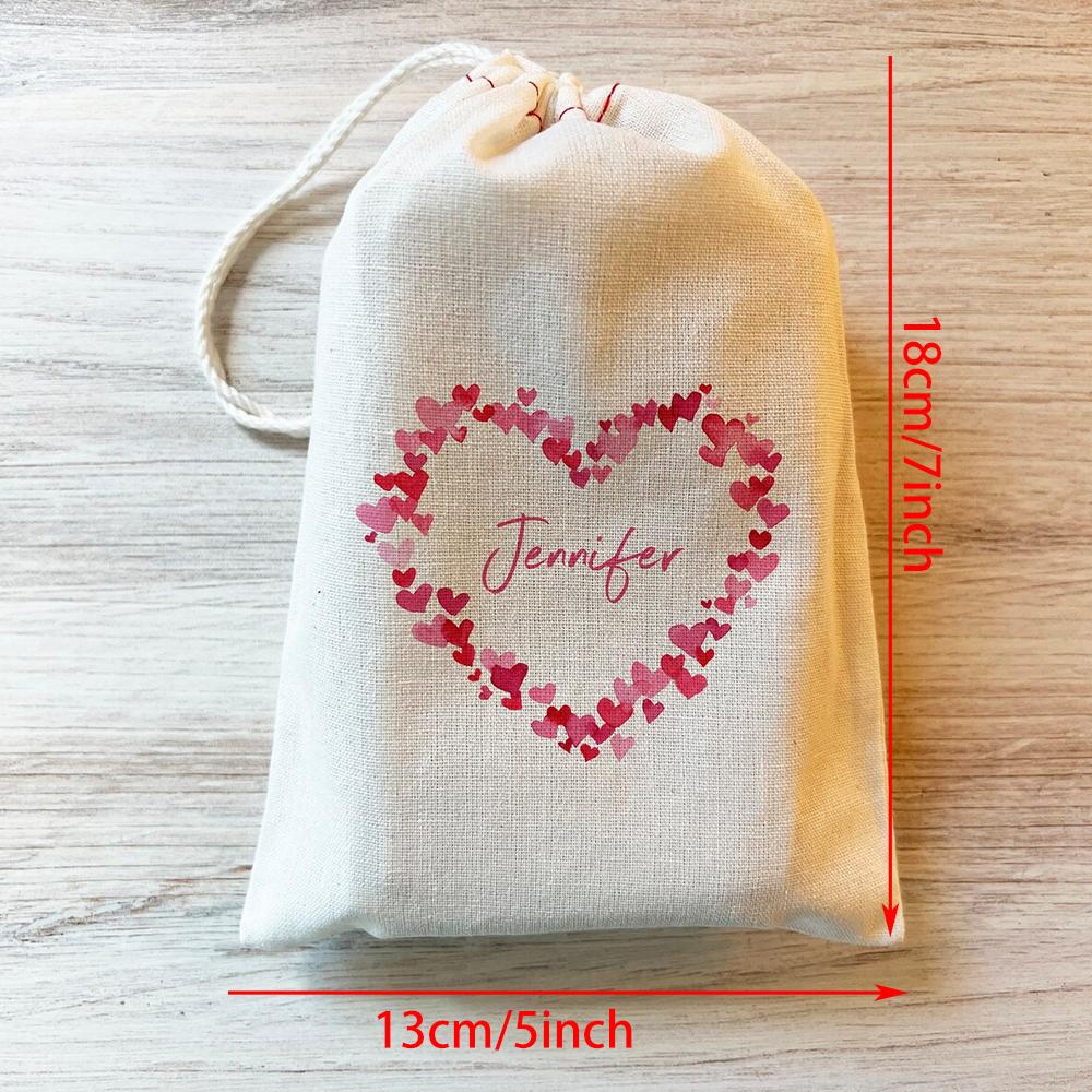 5Pcs Custom Valentine’s Heart Treat Bags Kids Goodie Bag Galentine's Wedding Bridal Shower Bachelorette Birthday Party Favor