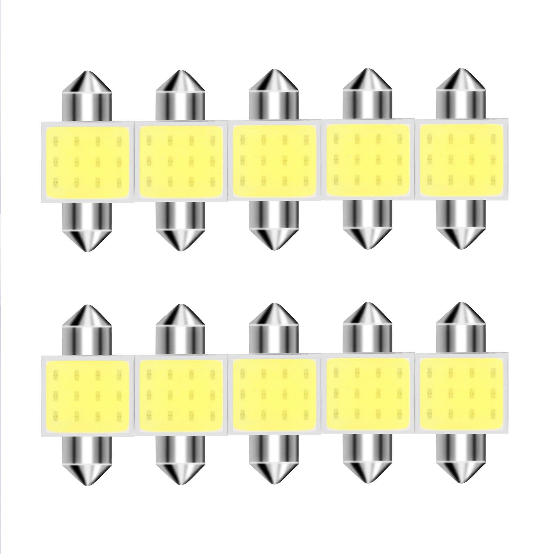 

10 шт. C10W C5W світлодіодна лампа Festoon 31/36/39/41 мм 12 В COB 6500 К Біла купольна дах салону автомобіля, що читає підсвічування номерного знака багажника 6000K