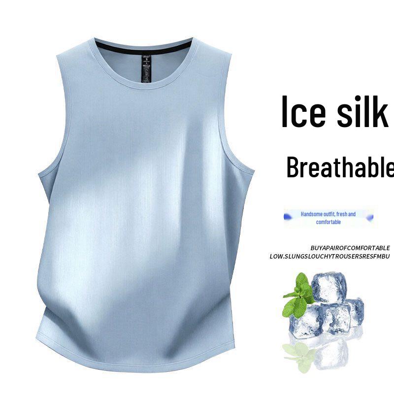 

Summer 2026 Men s Ice Silk Quick Dry Short Sleeve - High-End Trendy Business Round Neck Sportswear. 2XL светло-синий