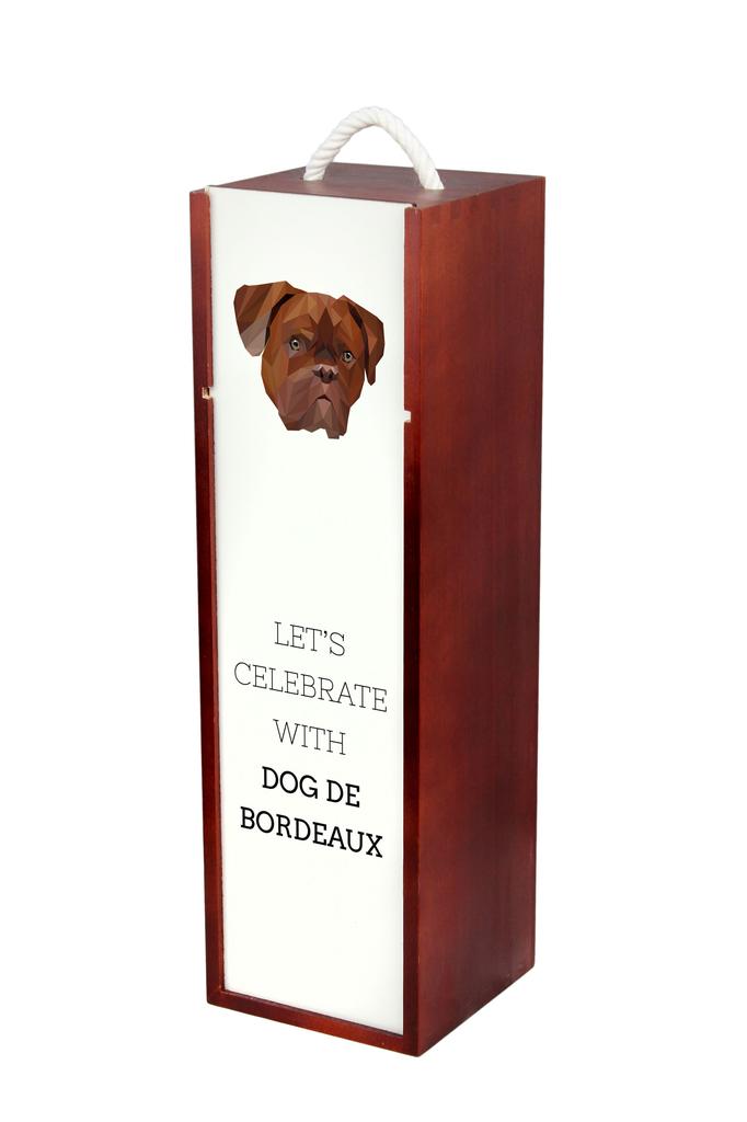 Dog Z Bordeaux, Dogue De Bordeaux, French Mastiff - Geometric Box With Photo and Inscription for Wine Brand Art-Dog