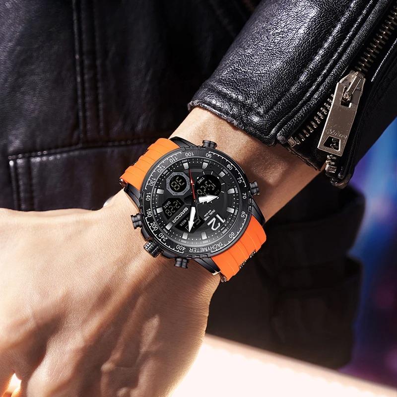 New Men's Wristwatch Waterproof Alarm Clock Multi-function Double Display Electronic Sports Watch LED Digital Quartz Clock