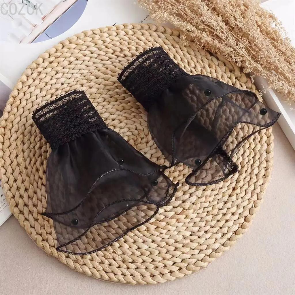 Cross-border Pleated Mesh Lace Sleeves Women's Decorative Cuffs Replacement Fake Sleeves