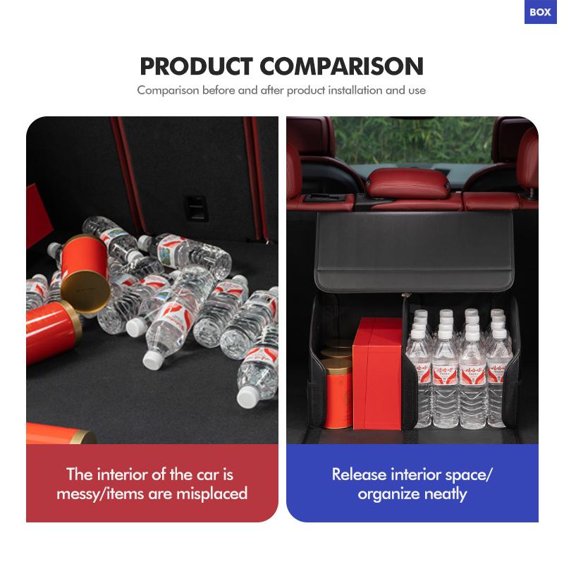 Multifunctional Car Organizer Waterproof Collapsible Leather Box For Mitsubishi Outlander Lancer Cross Colt Xpander Mirage