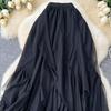 Sommer Damen Elegant Hohe Taille Rüschen Mesh Lang Midi Unregelmäßiger Tüllrock