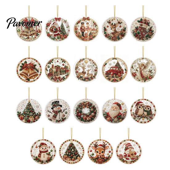 Office Holiday Decorations Christmas Acrylic Hanging Ornament, 2D Flat Double Side Printed Ornaments Santa Snowman Pendant for Tree Window,