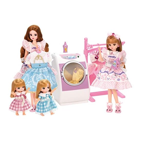 TAKARA TOMY "Licca-chan LF-02 Spinning Washing Machine" Dress-up Doll Pretend Play Toy, Ages 3 and u
