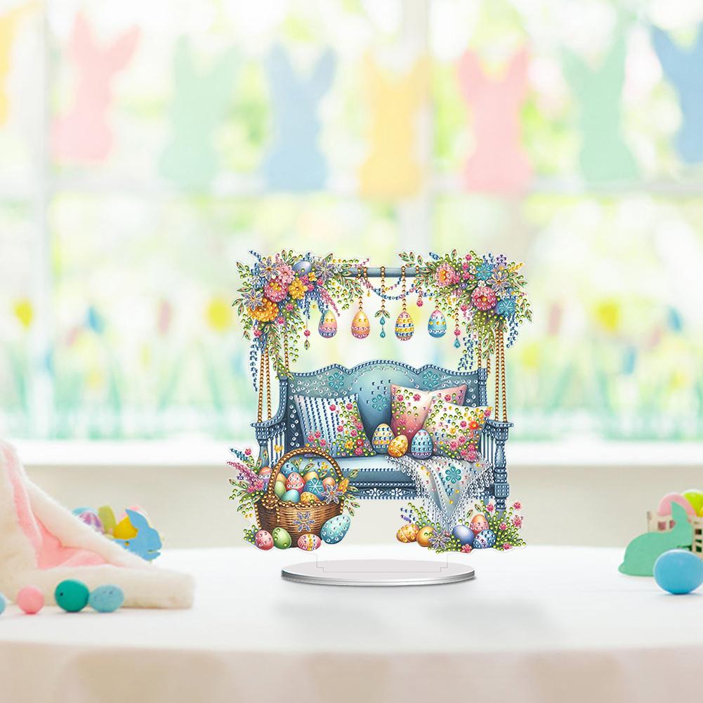 Acrylic Special Shape Easter Bunny Diamond Painting Tabletop Ornaments Kit Diamond Painting Desktop Decors for Home Office Decor