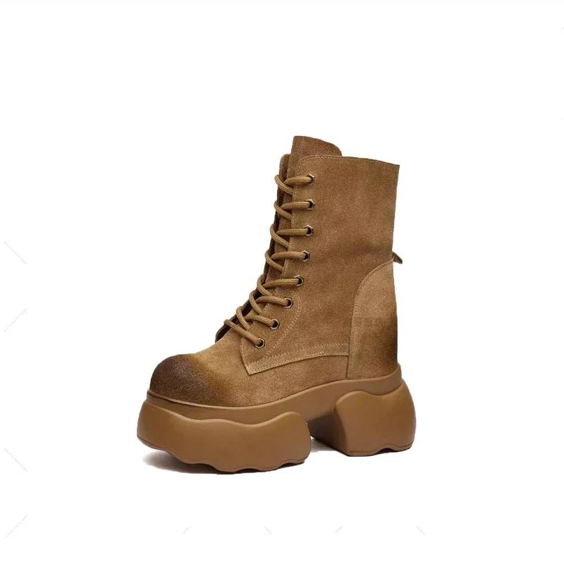 Fashion Ankle Boots Women Shoes Platform Sneakers Designer High Heels 2024 Trend Suede Snow Boots Autumn Lace Up Sport Pumps Botas Mujer