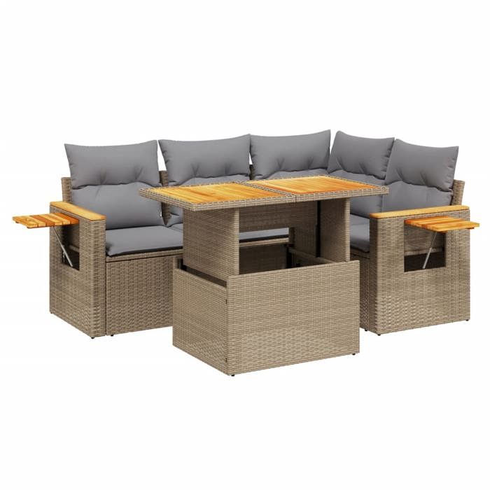 VidaXL Garden Lounge Set with Cushions 5 Pcs, Patio Sofas, Patio Furniture Set, Outdoor Furniture, Beige 3273502
