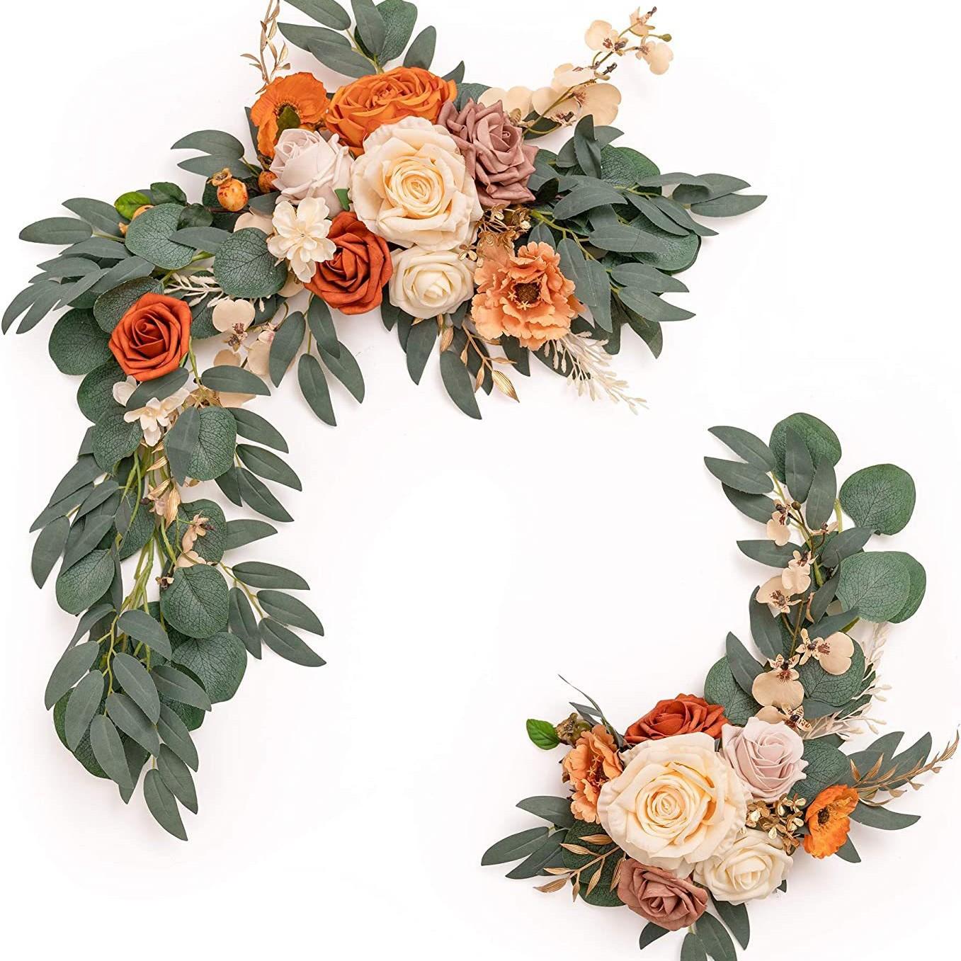 

2Pcs Outdoor Artificial Rose Sunflower Green Corner Flowers for Outdoor Garden Festival Ceremony Decoration 45*20cm