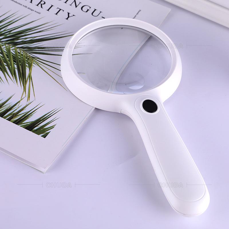 Handheld Magnifying Glass 120Mm Large Diameter Reading 14 Led Light Comfortable Handle Design