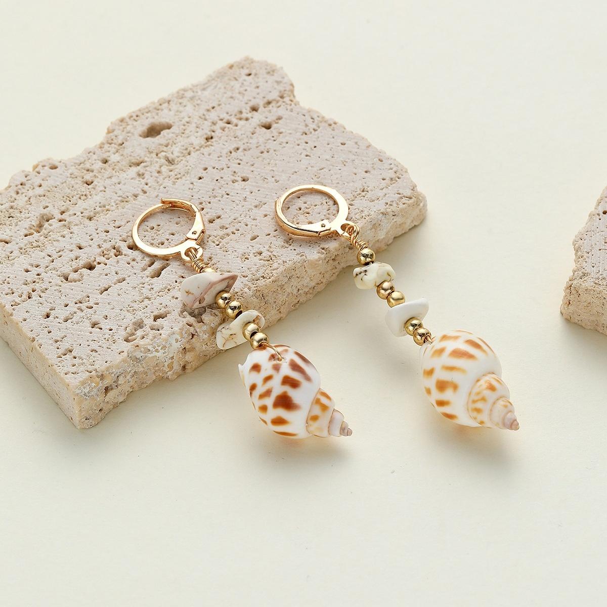 

Summer Conch Crushed Stone Beads Drop Earrings For Women Men Imitation Pearl Starfish Butterfly Shell Tassel Earrings Zircon
