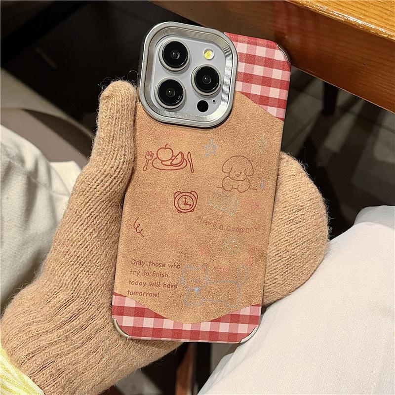 

Осенне-зимний коричневый ретро-шотландский щенок в клетку, подходящий для Apple 16, чехол для мобильного телефона iPhone15ProMax14 Apple XS