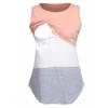 Ženy Pohodlné kojení Těhotné Kojení s kulatým výstřihem Bez rukávů Pruhované Gravida Oblečení Těhotenské košile