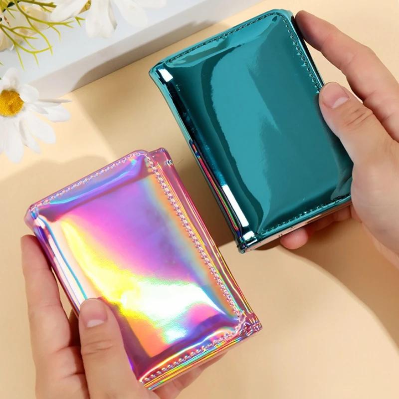 Three Fold Leather Small Slim Fashion Laser Women Wallet Multiple Card Slots Credit Card and ID Card Holder Women Wallet