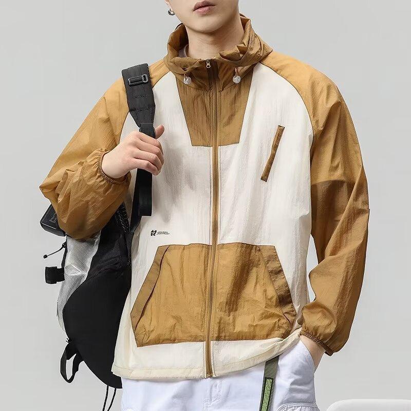 

American vibe men s thin loose color matching fashion sunscreen clothing youth spring and autumn couple casual coat tide M