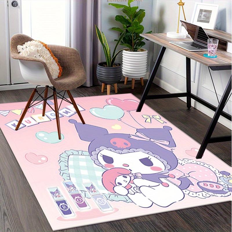 Office Rug Kuromi, Pastel Anti-Slip Rug, Machine Washable for Living Room, Bedroom, Office, Multiple Sizes, Bedroom Mat, Decorative Mat, Durable Mat,