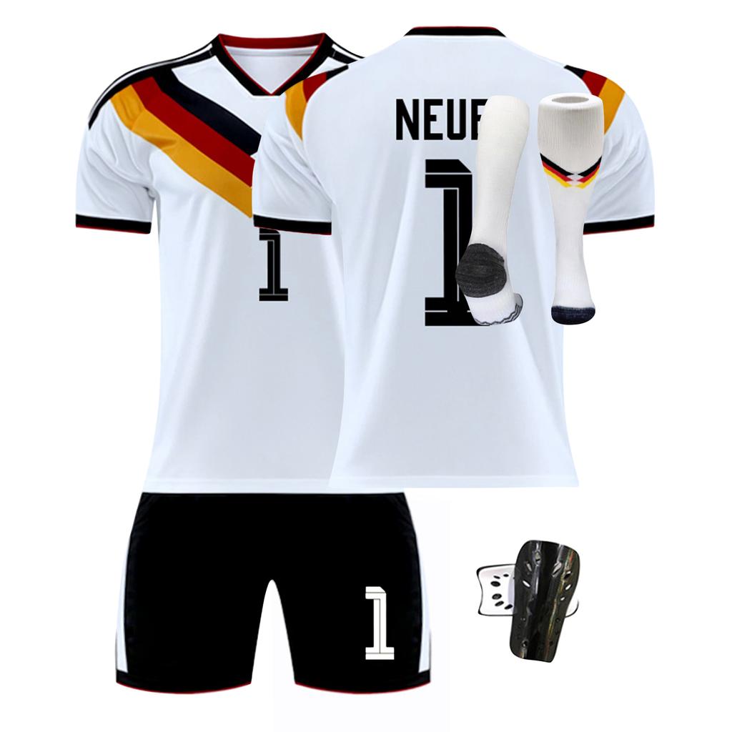 Men's Soccer Jersey Set Includes Short Sleeve Shirt Shorts Shin Guards and Socks Suitable for Sports Training and Matches
