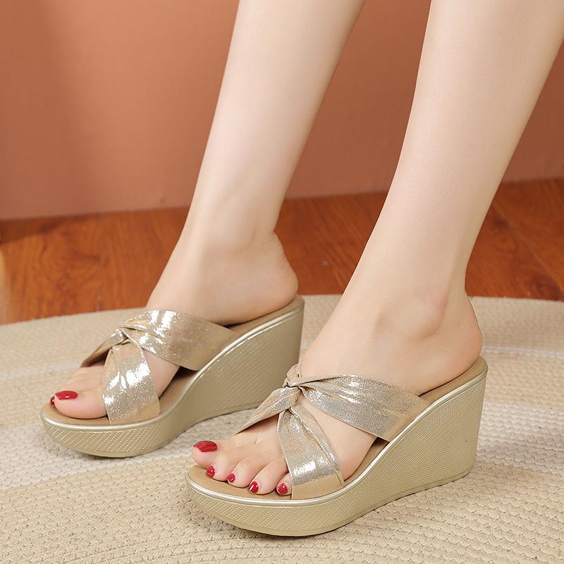 Fashion Women Slippers High Quality Summer Sandals New 2025 High Heels Shoes Women Platform Open Toe Elegant Slippers Slides Women