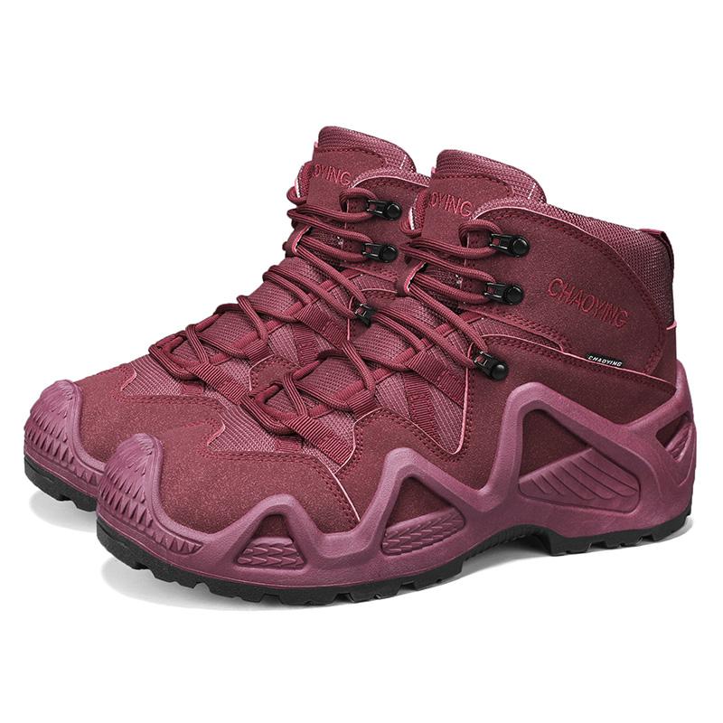 

Solid Color Training Work Shoes Winter Mid Top Men s Chelsea Boots, Rubber Soles Anti Slip Wear-resistant Outdoor Hiking Boots 39 червоний