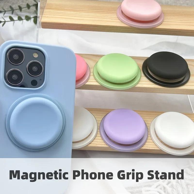 New Korea INS Style Macaron Color Silicone Round Pattern Strong Magnetic Griptok Bracket Desktop Holder For IPhone 17 Pro Max