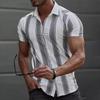 Summer Casual Mens Striped Short Sleeve Shirt Hawaiian Style