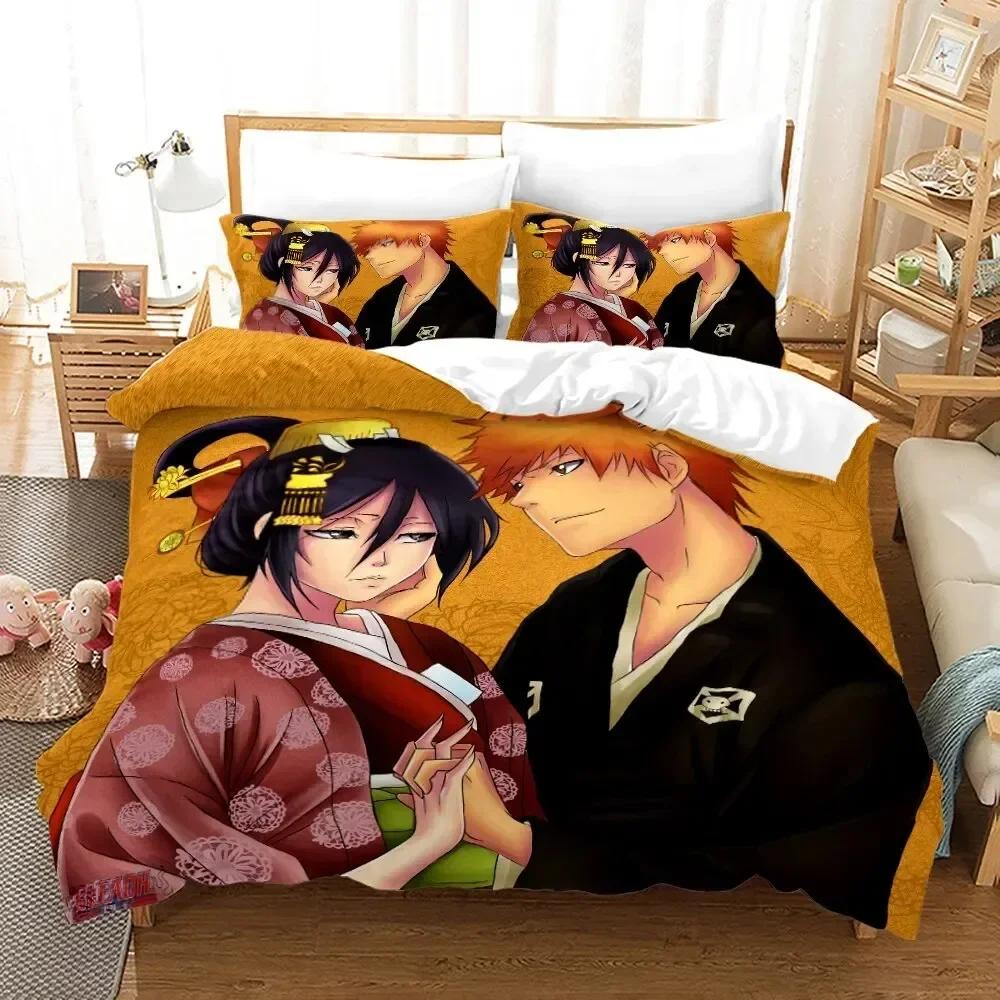

Anime Bleach Kurosaki Ichigo Printed Bed Set Duvet Cover Pillowcase Bedding Set Bed Linen Sheet Quilt Cover Full Queen King Size 135x200cm