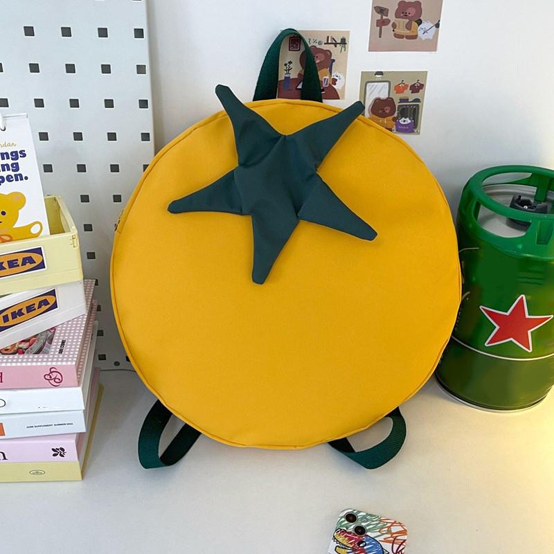 

Yogodlns Red Big Tomato Backpack Cartoon Cute Tomato Large Capacity Backpack Women Casual Kawaii Schoolbag Travel Shoulder Bag 40x8x40cm жёлтый