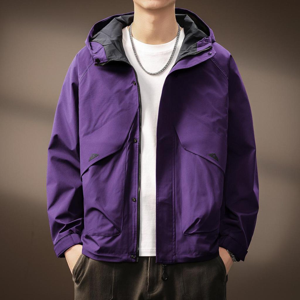 Premium Men's Outdoor Hooded Windbreaker - Functional, Durable, Autumn/Winter Jacket with Loose Fit and Three-Proof Technology